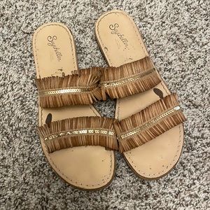 Seychelles Italian Fringe Double Strap Brown Sandal size 8